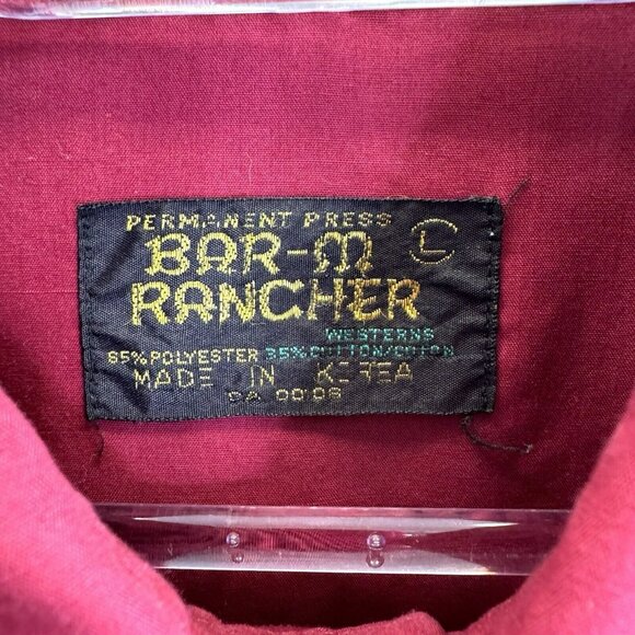Vintage Bar M Rancher Shirt Mens Size Large Red Western Pearl Snap Rockabilly - Picture 4 of 5